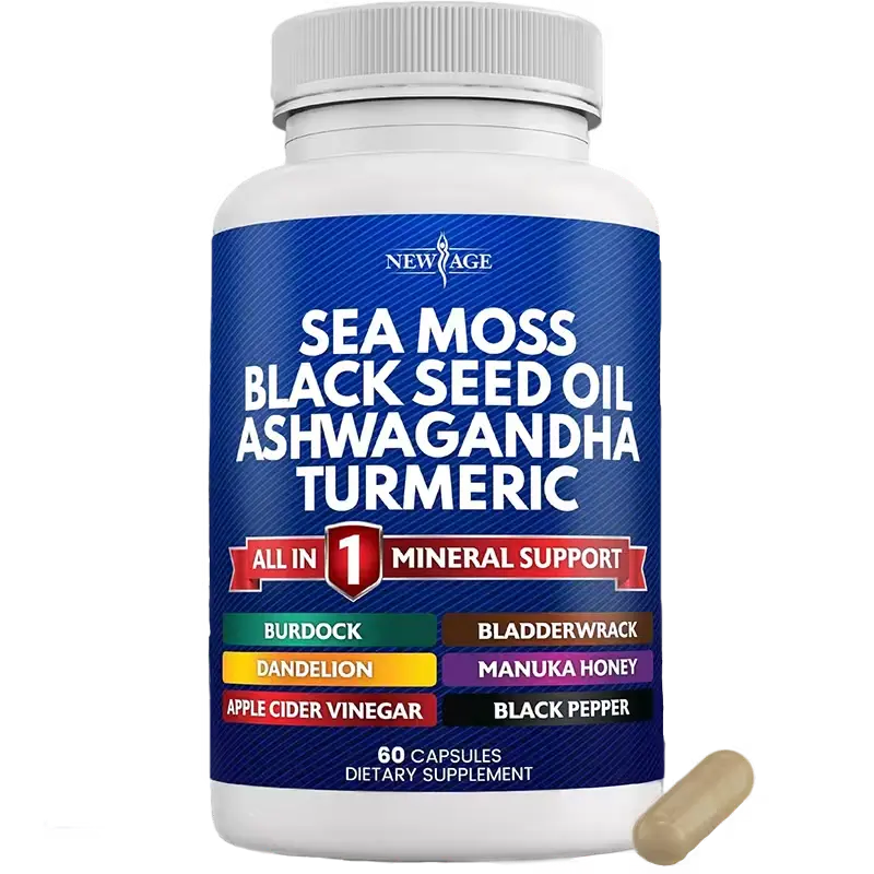 [NA-sea-60] Sea Moss + Black Seed Oil + Ashwagandha + Cúrcuma: Suplemento Todo en Uno para el Apoyo Mineral