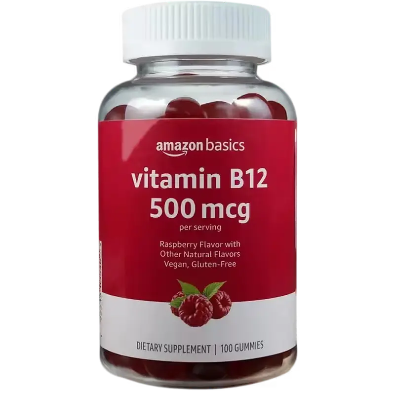 [AB-b12-500] Vitamina B12 Amazon Basics 500 mcg: energía vegana con sabor a frambuesa